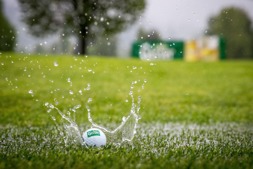 MARIA LANKOWITZ,AUSTRIA,11.MAY.23 - GOLF - Alps Tour, Goesser Open, GC Erzherzog Johann. Image shows a feature of the ball in the puddle. Photo: GEPA pictures/ Matic Klansek
