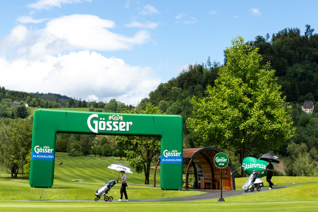 MARIA LANKOWITZ,AUSTRIA,17.MAY.24 - GOLF - Alps Tour, Goesser Open, GC Erzherzog Johann. Image shows a Goesser inflatable. Photo: GEPA pictures/ Matic Klansek